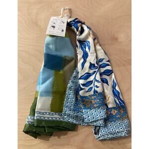 Anthropologie Printed Head / Neck / Bag Scarfs Set of 2- NWT